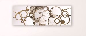 Capezzale sacra famiglia capoletto moderno 50x150 foglia oro effetto tridimensionale