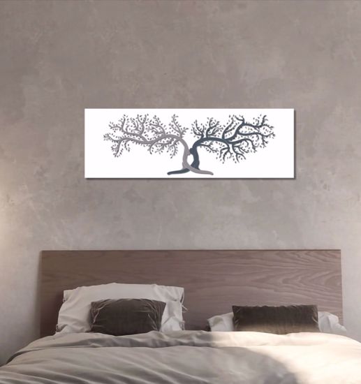 Capezzale albero della vita blu e grigio per camera da letto moderna 50x150 cm