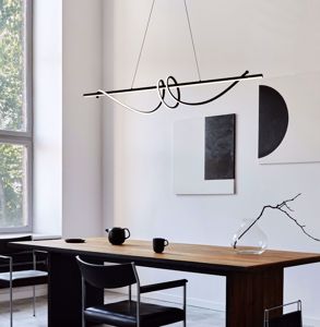 Lampadario nero design per tavolo soggiorno moderno led 47w 3000k