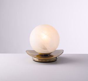Abatjour lampada da comodino bronzato sfera vetro bianco promozione