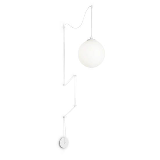 Ideal lux boa lampada a sospensione per soggiorno cavo in tessuto bianco sfera vetro