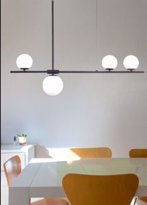 Lampadario moderno per tavolo soggiorno nero sfere vetro bianco