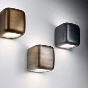 Applique lampada da parete cubo acciao anticato doppia luce gea luce babol