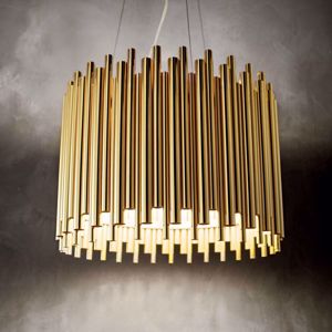 Pan sp5 ideal lux lampadario per salotto moderno cilindro bacchette oro