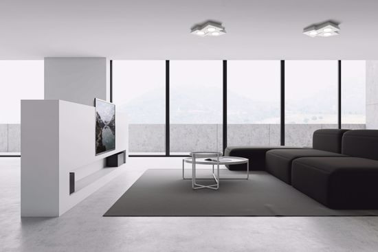 Plafoniera bianca gesso design moderna sforzin anchise per soggiorno