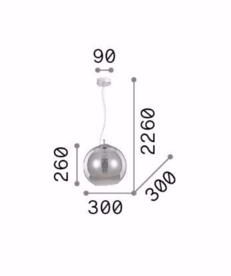 Nemo sp1 d30 ideal lux lampada a sospensione boccia vetro fume cavo regolabile