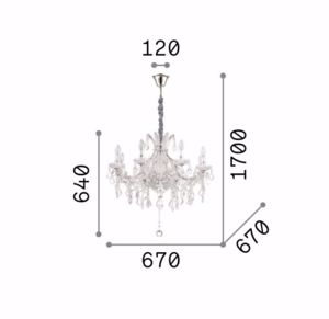Napoleon sp8 cromo ideal lux lampadario classico per salotto 8 luci