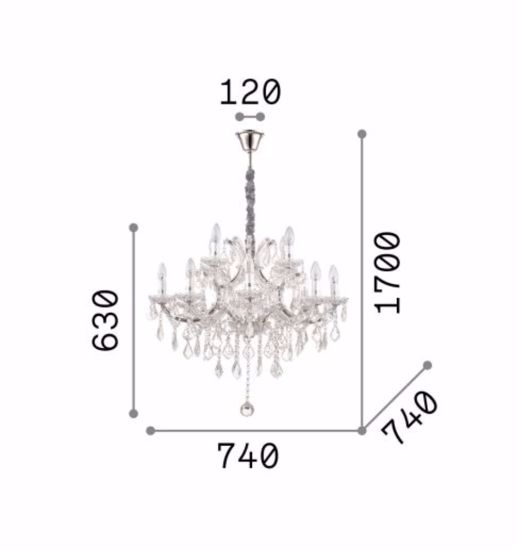Napoleon sp12 ideal lux lampadario per salotto classico cristallo molato 12 luci