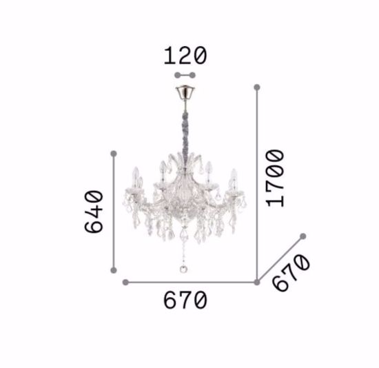 Lampadario classico con cristalli napoleon sp8 dorato ideal lux 8 luci