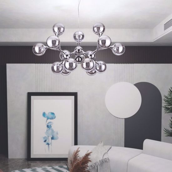 Ideal lux nodi sp15 lampadario moderno cromo sfere vetro cromo