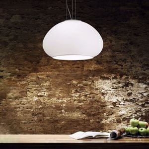 Mama sp3 ideal lux  lampadario da cucina moderna design campana vetro bianco 50cm