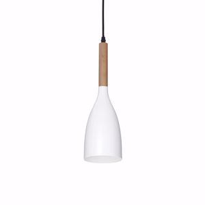 Manhattan sp1 ideal lux lampada sospesa per isola cucina cono bianco legno naturale