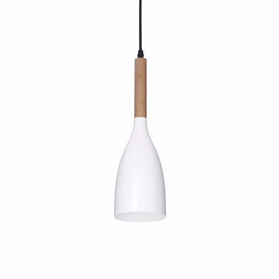 Manhattan sp1 ideal lux lampada sospesa per isola cucina cono bianco legno naturale