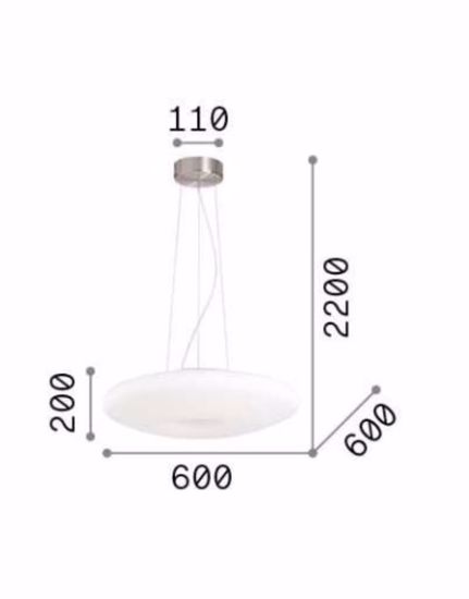 Glory sp5 d60 ideal lux lampadario moderno per soggiorno vetro bianco 60cm