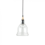 Gretel sp1 ideal lux lampada vintage a sospensione legno chiaro vetro trasparente