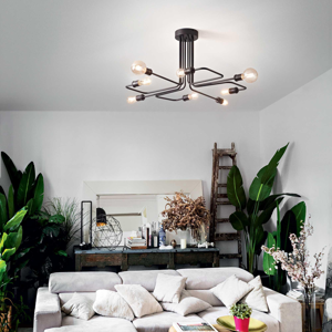 Ideal lux triumph plafoniera vintage design minimale nera per soggiorno