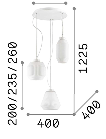 Origami sp3 ideal lux lampadario per soggiorno a sospensione tre luci vetri
