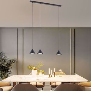 Lampadario nero per tavolo cucina moderna 3 luci coni pendenti