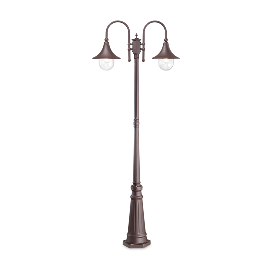 Cima pt2 lampione alto per esterno giardino marrone ip43 due luci ideal lux