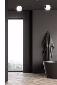 Plafoniera da soffitto nera per cucina moderna 4 sfere vetro bianche mazzola  luce - 828D