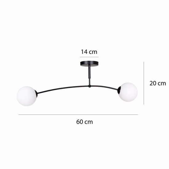 Plafoniera nera design moderna sfere vetro bianco 2 luci