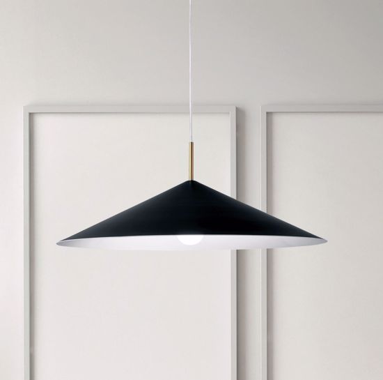 Grande lampada sospensione cono nero da cucna moderna miloox samoi