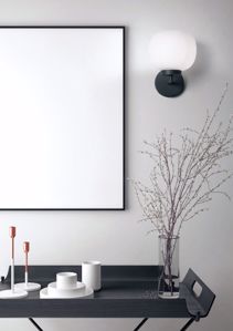 Applique lampada da parete moderna nera vetro bianco miloox bomboi