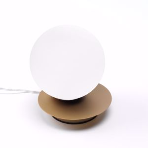 Vivida pearl abatjour moderna da comodino oro sfera vetro bianco led 8w 3000k