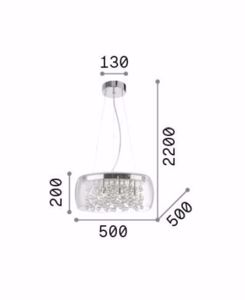 Ideal lux audi-80 sp8 lampadario moderno per salotto vetro fume&apos; otto luci