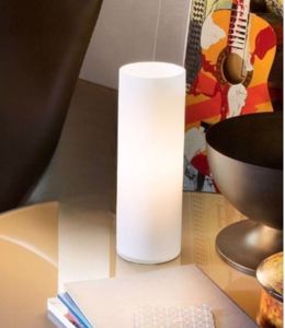 Lampada da tavolo moderna cilindro vetro bianco