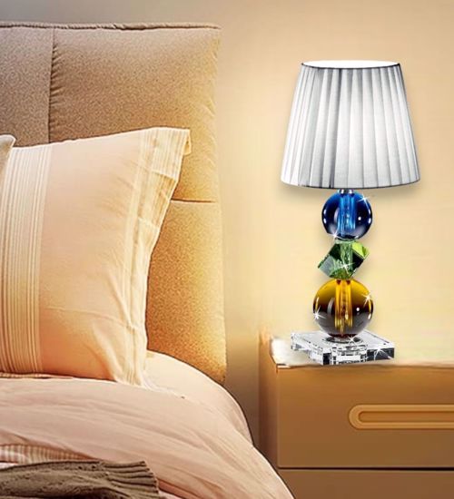 Lampada da comodino vetro cristallo multicolore per camera da letto