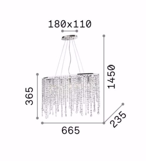 Sospensione ovale di cristallo rain sp5 ideal lux per soggiorno