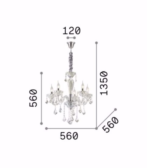 Ideal lux tiepolo sp5 lampadario classico  per salotto vetro e cristallo 5 luci