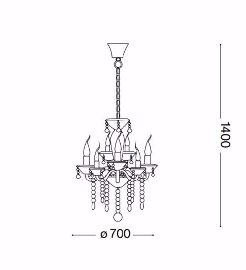 Tiepolo sp8 ideal lux grandi lampadari classici da salotto vetro e cristallo 8 bracci