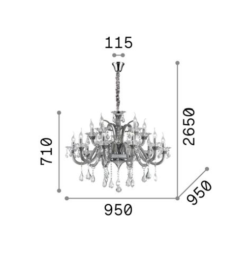 Colossal sp15 ideal lux lampadario classico 15 luci cristallo trasparente per salotto
