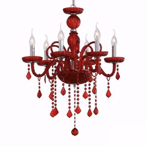 Giudecca sp6 ideal lux lampadario classico per salotto vetro crtistallo rosso 6 luci