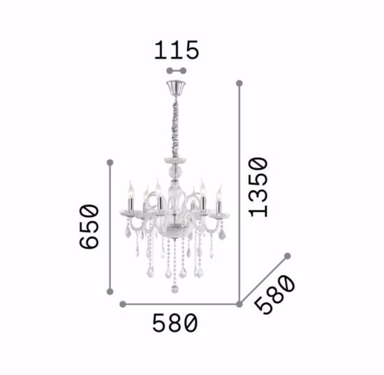 Giudecca sp6 ideal lux lampadario classico per salotto vetro crtistallo rosso 6 luci
