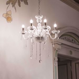 Ideal lux giudecca sp6 lampadario classico cristallo trasparente 6 bracci per soggiorno