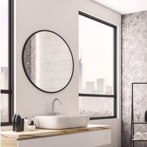 Specchio rotondo bagno moderno bordo nero 70x70