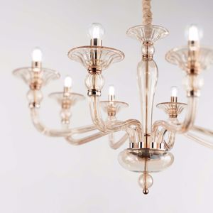 Danieli sp6 lampadario classico 6 bracci cristallo ambra per salotto ideal lux