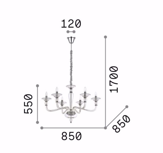 Danieli sp6 lampadario classico 6 bracci cristallo ambra per salotto ideal lux
