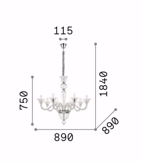 Ideal lux brigitta sp8 lampadario classico cristallo ambra 8 luci