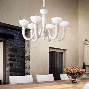 Ideal lux bon bon sp6 lampadario classico 6 luci per soggiorno vetro e metallo bianco