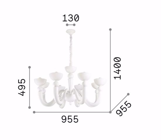Bon bon sp8 ideal lux lampadario classico 8 bracci bianco per salotto
