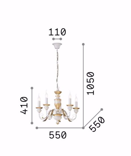 Ideal lux firenze sp5 lampadario cinque luci classico per camera da letto
