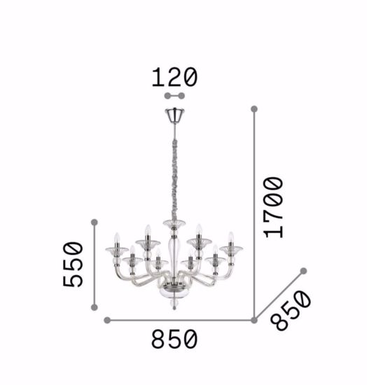 Danieli sp8 ideal lux lampadario classico 8 bracci cristallo ambra per grande salotto
