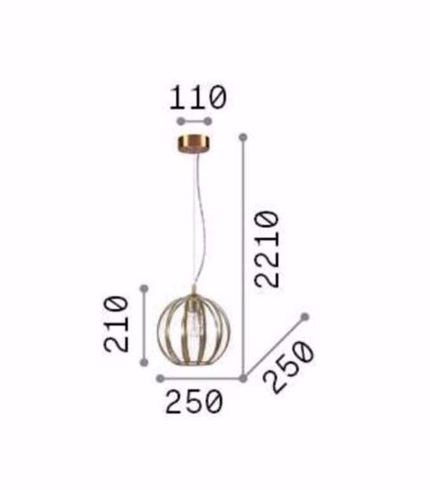 Ideal lux rondo sp1 d25 sospensione sferica brunita vetri trasparenti