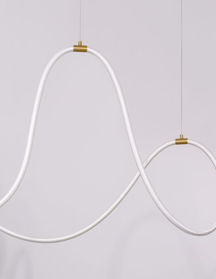 Lampada sospensione flessibile design per soggiorno oro led 57w 3000k dimmerabile