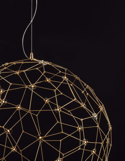Lampadario sfera sole 80cm metallo oro lucido design moderna led 22w 3000k