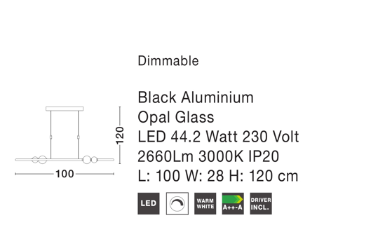Lampadario nero ovale per cucina moderna led 3000k dimmerabile con telecomando
